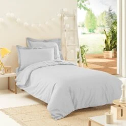 Drap Plat Percale De Coton (180 Cm) Cali Gris Clair -Eminza drap plat percale de coton 180 cm cali gris clair 108788 1638527463