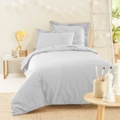 Drap Plat Percale De Coton (180 Cm) Cali Gris Clair -Eminza drap plat percale de coton 180 cm cali gris clair 108788 1638527474