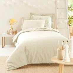 Drap Plat Percale De Coton (180 Cm) Cali Beige Lin -Eminza drap plat point bourdon 180 x 290 cm cali lin 108794 1638179182
