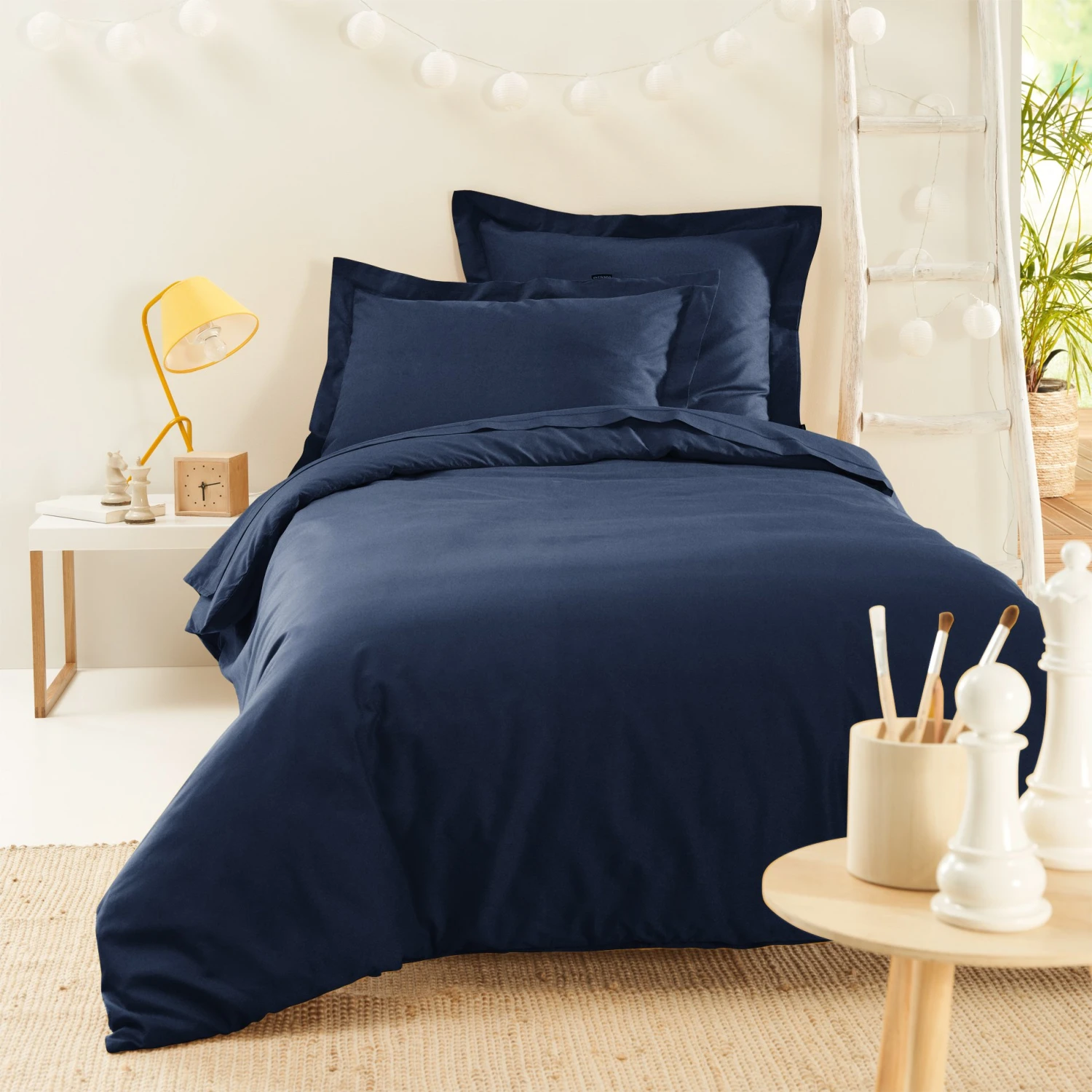 Drap plat percale de coton (180 cm) Cali Bleu marine Drap Plat Percale De Coton (180 Cm) Cali Bleu Marine -Eminza drap plat point bourdon 180 x 290 cm cali marine 108773 1637849289
