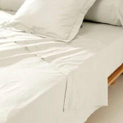Drap Plat Percale De Coton (240 Cm) Cali Beige Lin