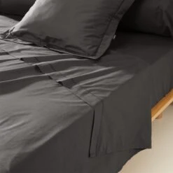 Drap Plat Percale De Coton (270 Cm) Cali Gris Anthracite