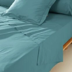 Drap Plat Percale De Coton (270 Cm) Cali Bleu Canard