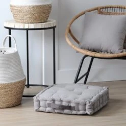 Coussin De Sol (45 Cm) Duo Gris Clair