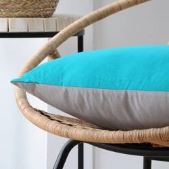 Coussin Carré (50 Cm) Duo Bleu Céladon