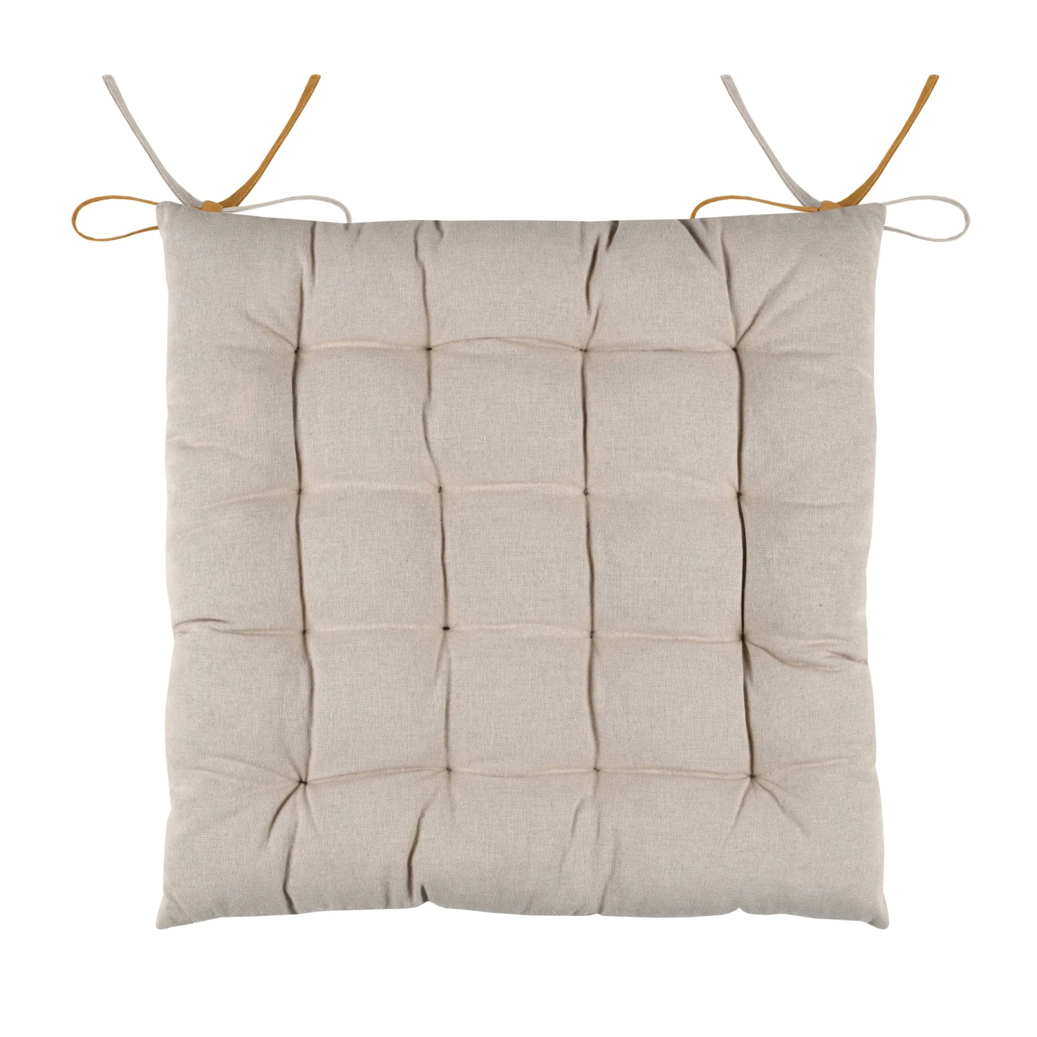 Coussin de chaise carré Duo Jaune safran Coussin De Chaise Carré Duo Jaune Safran -Eminza duo galette 16pts 40x40 curry lin 129831 1688982415