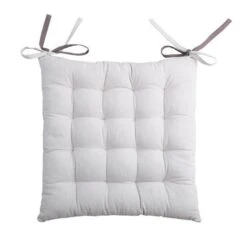 Coussin De Chaise Duo Gris Et Gris Perle -Eminza duo galette 16pts 40x40 gris perle 41529 2