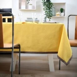 Nappe Rectangulaire (L240 Cm) Duo Jaune Moutarde