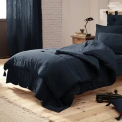 Edredon Gaze De Coton (150 X 150 Cm) Gaïa Bleu Nuit