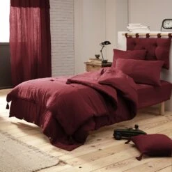 Edredon Gaze De Coton (150 X 150 Cm) Gaïa Lie De Vin -Eminza edredon gaze de coton 150 x 150 cm lie de vin burgundy ga a 109484 1631536090