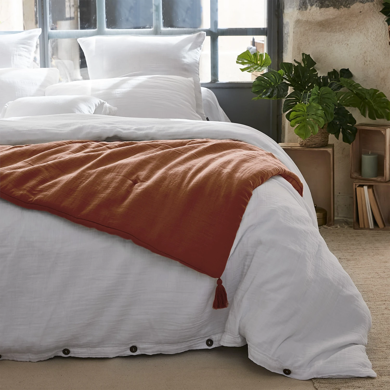 Edredon gaze de coton (90 x 200 cm) Gaïa Terracotta Edredon Gaze De Coton (90 X 200 Cm) Gaïa Terracotta -Eminza edredon gaze de coton 90 x 200 cm ga a terracotta 91750 1695118028