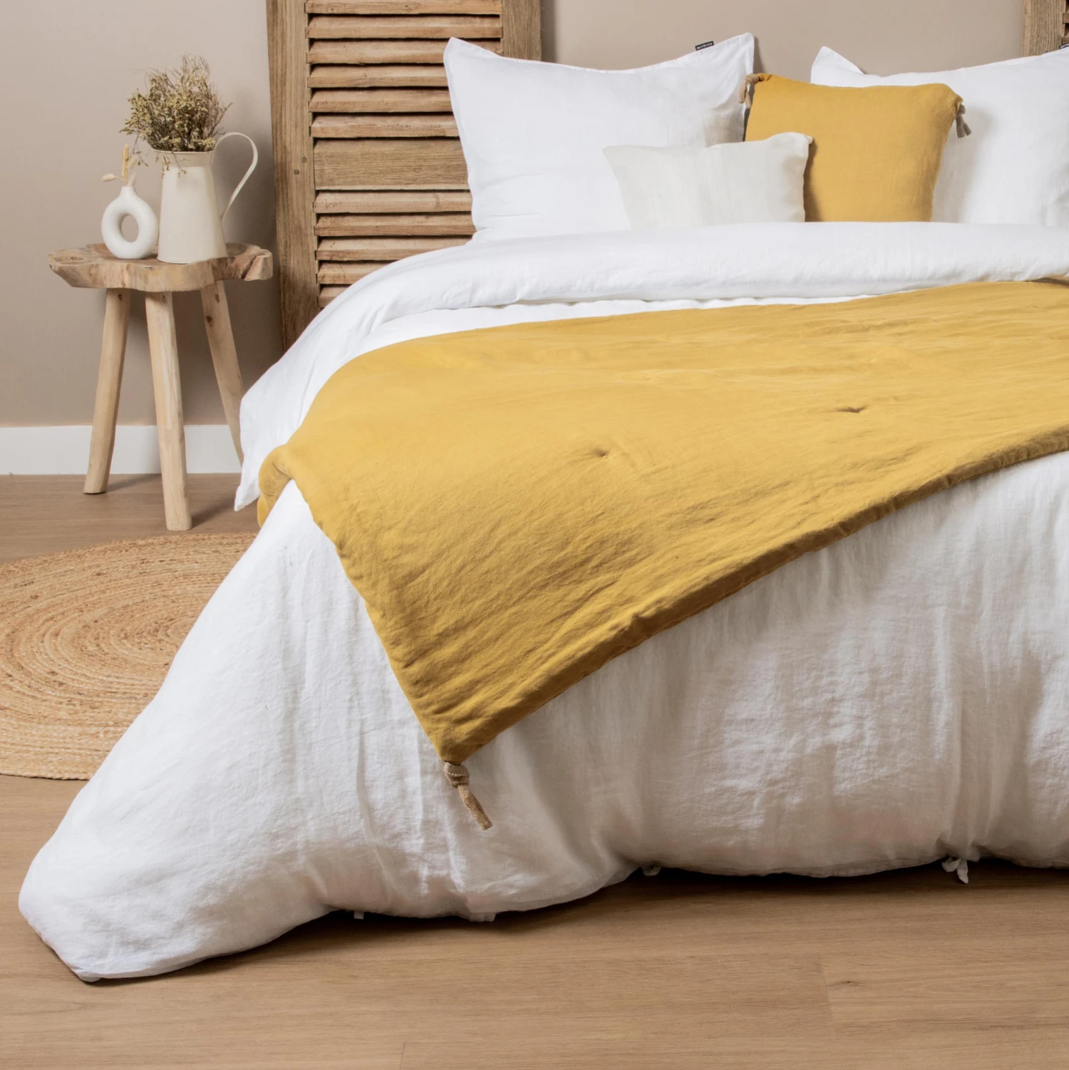 Edredon lin lavé (90 x 200 cm) Louise Jaune moutarde Edredon Lin Lavé (90 X 200 Cm) Louise Jaune Moutarde -Eminza edredon lin lav 90 x 200 cm louise jaune moutarde 127708 1687442869