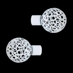 Lot De 2 Embouts Tringle (D20 Mm) Jim Boule Perforée Blanc Mat