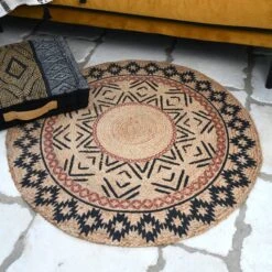 Tapis De Salon Jute (90 Cm) Ethnograf Multicolore
