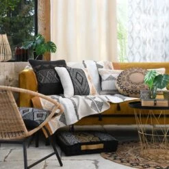 Tapis De Salon Jute (90 Cm) Ethnograf Multicolore -Eminza ethnograf tapis diam 90 cm naturel 120541 1658480294