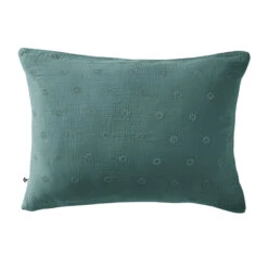 Taie D'oreiller Rectangulaire Gaze De Coton (70 Cm) Gaïa Boho Bleu Canard