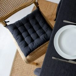 Coussin De Chaise Carré Bombay Gris Anthracite