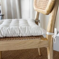 Coussin De Chaise Carré Bombay Ecru