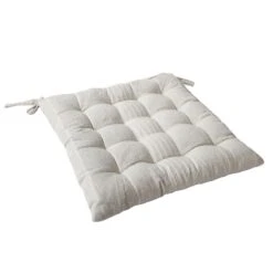 Coussin De Chaise Carré Bombay Ecru -Eminza galette de chaise bombay en coton recycl effet matelass 16 points 2 attaches 38x38 cm naturel 127122 1675154693