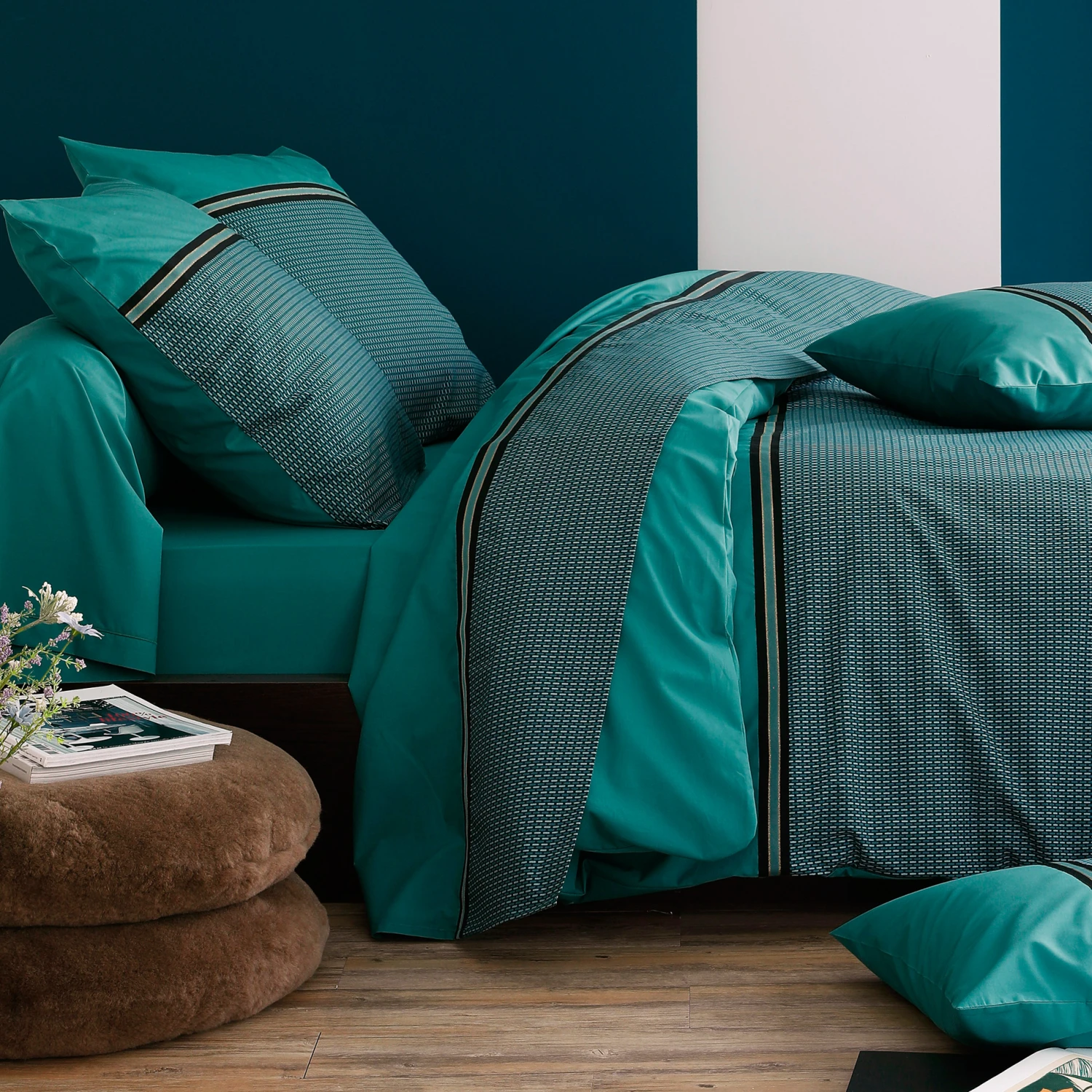 Taie de traversin percale de coton (L200 cm) Gustav Vert émeraude Taie De Traversin Percale De Coton (L200 Cm) Gustav Vert émeraude -Eminza gustav t traversin 86x190 74177