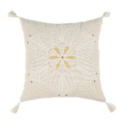 Housse De Coussin Carrée (40 Cm) Mandala Ecru