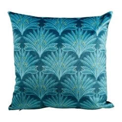 Housse De Coussin Carrée (40 Cm) Paon Bleue