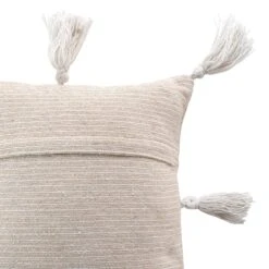 Housse De Coussin Carrée (40 Cm) Ines Beige -Eminza housse coussin pompons encart 40 x 40 cm coton polyester uni ines 130395 1690361736