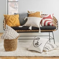 Housse De Coussin Carrée (40 Cm) Ines Beige -Eminza housse coussin pompons encart 40 x 40 cm coton polyester uni ines 130395 1690361775