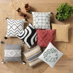 Housse De Coussin Carrée Coton (40 Cm) Coline Noire -Eminza housse coussin pompons encart 40 x 40 cm coton uni fantaisie coline 130393 1690360647