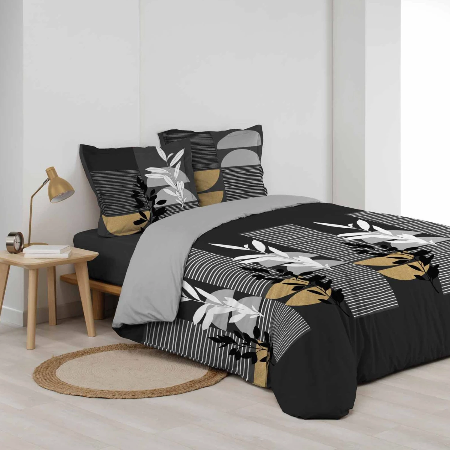 Housse de couette et deux taies coton (240 cm) Asior Noire Housse De Couette Et Deux Taies Coton (240 Cm) Asior Noire -Eminza housse de couette et deux taies coton 240 cm asior noire 118399 1669975233