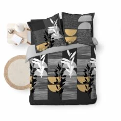 Housse De Couette Et Deux Taies Coton (240 Cm) Asior Noire 4 Housse De Couette Et Deux Taies Coton (240 Cm) Asior Noire -Eminza housse de couette et deux taies coton 240 cm asior noire 118399 1669975260