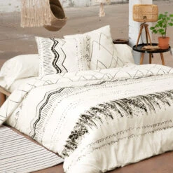 Housse De Couette Et Deux Taies Coton (240 Cm) Berbère Noire
