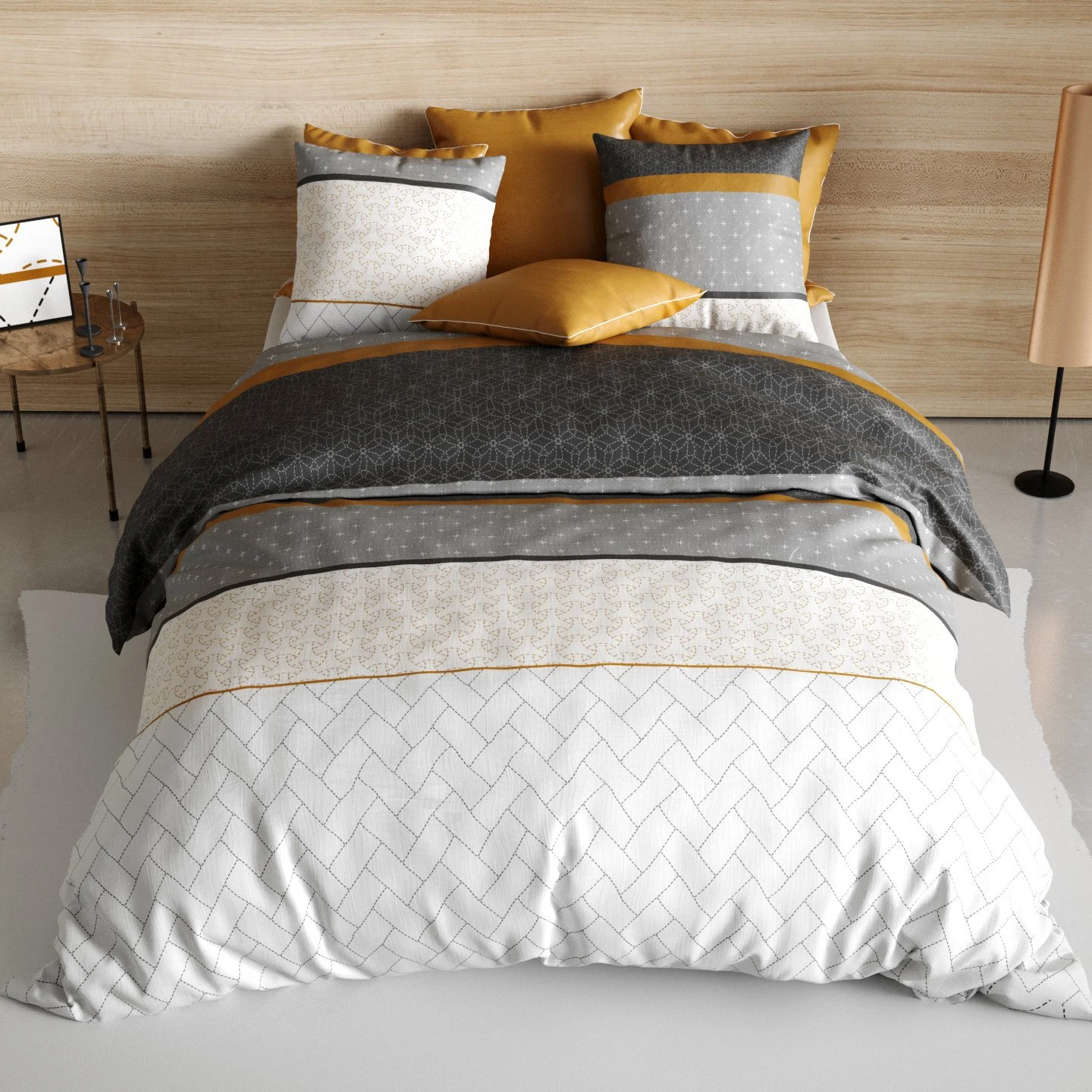 Housse de couette et deux taies coton (260 cm) Corki Grise Housse De Couette Et Deux Taies Coton (260 Cm) Corki Grise -Eminza housse de couette et deux taies coton 260 cm corki grise 127654 1681202557