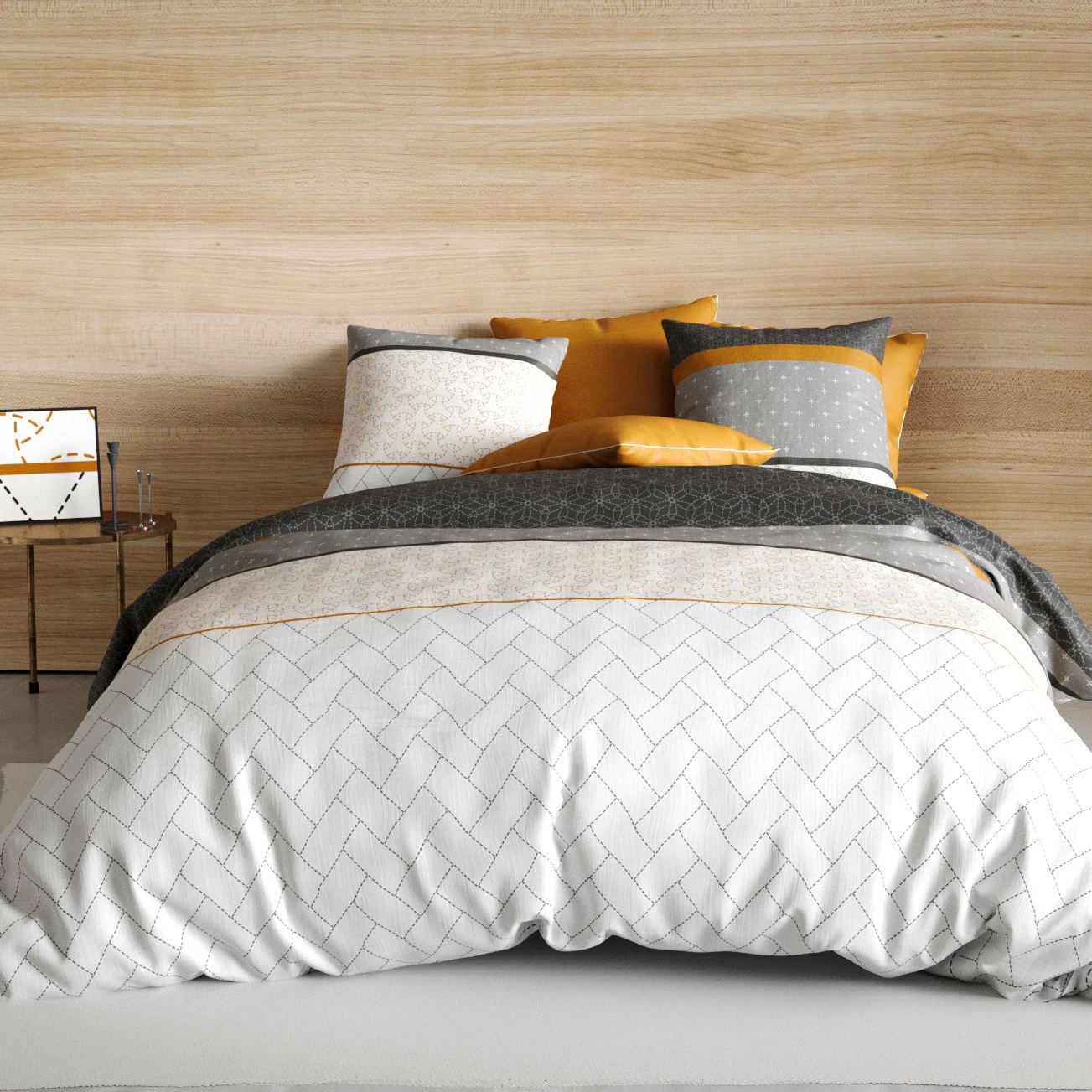 Housse de couette et deux taies coton (260 cm) Corki Grise Housse De Couette Et Deux Taies Coton (260 Cm) Corki Grise -Eminza housse de couette et deux taies coton 260 cm corki grise 127654 1681202572