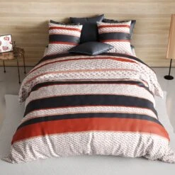 Housse De Couette Et Deux Taies Coton (260 Cm) Fida Rouge -Eminza housse de couette et deux taies coton 260 cm fida rouge 124159 1675263800