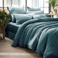 Housse De Couette Gaze De Coton (240 Cm) Gaïa Bleu Canard