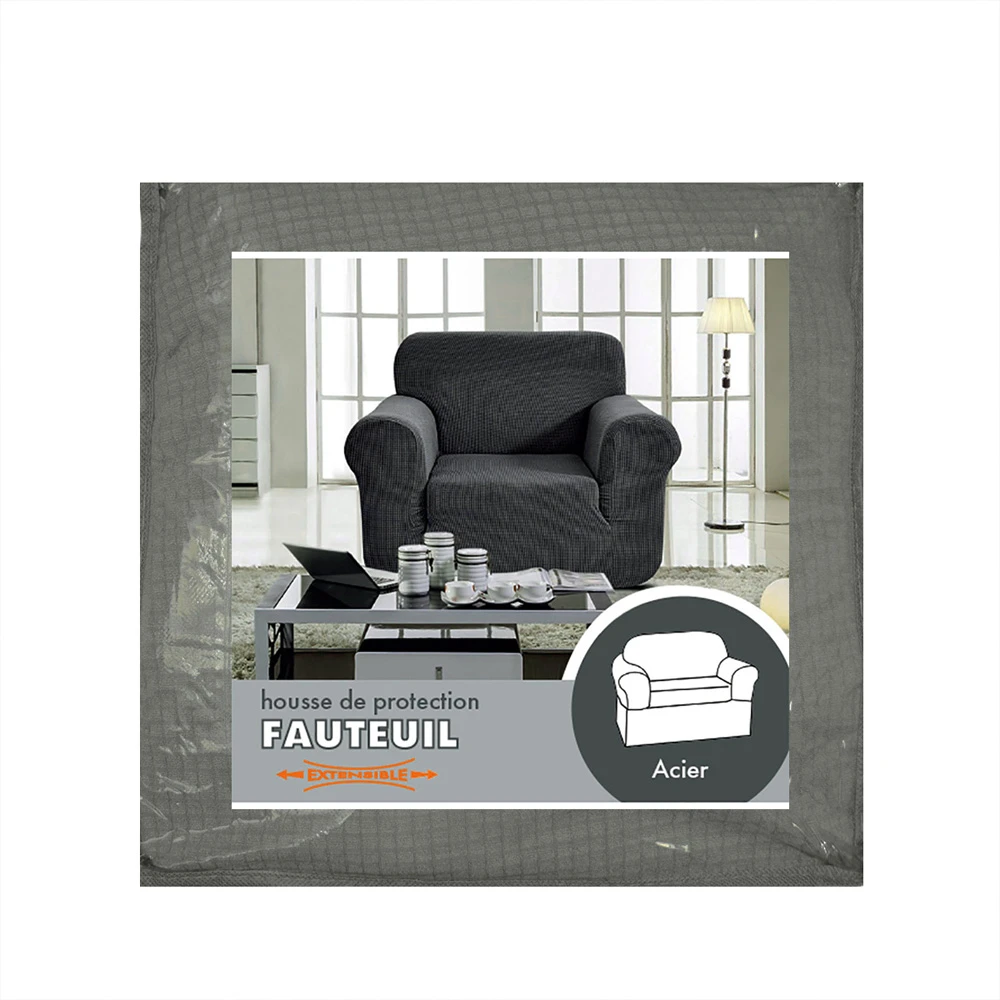 Housse de fauteuil extensible Prisca Gris acier Housse De Fauteuil Extensible Prisca Gris Acier -Eminza housse de fauteuil extensible prisca gris acier 70100 4