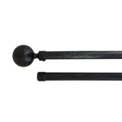 Kit De Tringle Extensible Double Barres (L210 - L380 Cm / D19 Mm) Paloma Noir Et Argent