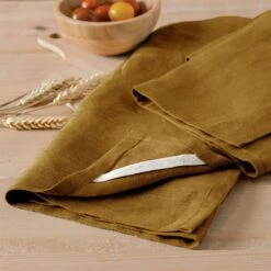 Lot De 2 Essuie-mains Lin Lavé (70 Cm) Louise Caramel