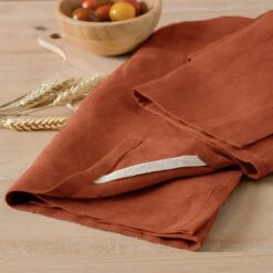 Lot De 2 Essuie-mains Lin Lavé (70 Cm) Louise Terracotta