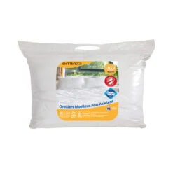 Oreillers Rectangulaires - Lot De 2 - Moelleux Anti-acariens Blanc -Eminza lot de 2 oreillers moelleux anti acariens 45x70 70074