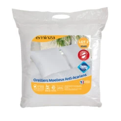 Lot De 2 Oreillers Carrés (60 Cm) Moelleux Anti-acariens Blanc
