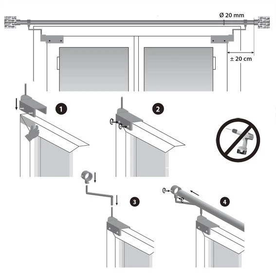 Lot de 2 supports Fix'vit (L180 - D20 mm) Noir Lot De 2 Supports Fix'vit (L180 - D20 Mm) Noir -Eminza lot de 2 supports sans percage noir 39518
