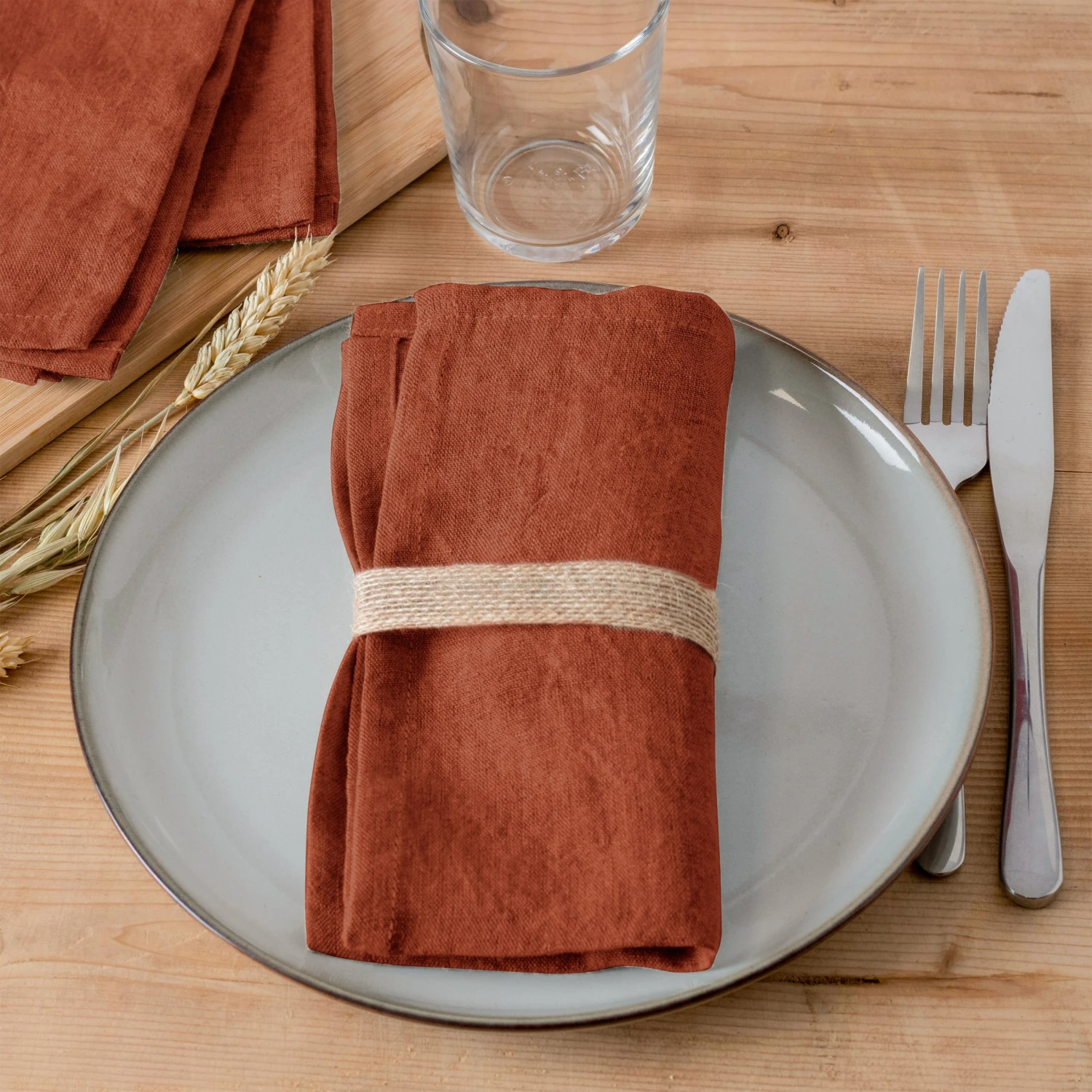 Lot de 3 serviettes lin lavé Louise Terracotta Lot De 3 Serviettes Lin Lavé Louise Terracotta -Eminza lot de 3 serviettes lin lav louise terracotta 127792 1686304834