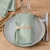 Lot De 3 Serviettes Lin Lavé Louise Vert Eucalyptus