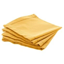 Lot De 4 Serviettes Chambray Ocre -Eminza lot de 4 serviettes chambray ocre 60296 1647617030