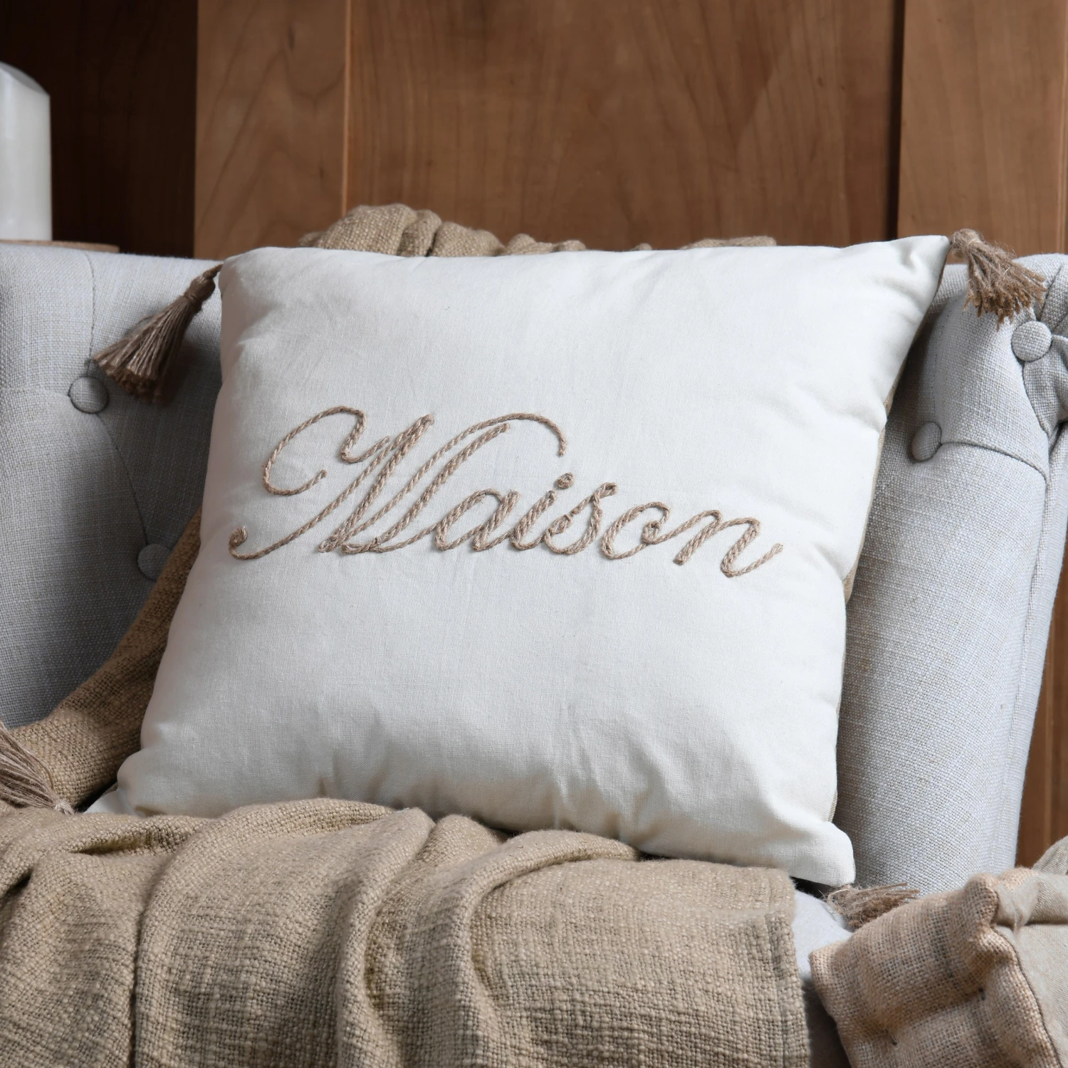 Coussin carré coton (40 cm) Maison Ecru Coussin Carré Coton (40 Cm) Maison Ecru -Eminza maison coussin 40x40 ecru 125217 1672743554