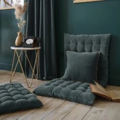 Matelas De Sol Velours De Coton (60 X 120 Cm) César Gris Ardoise