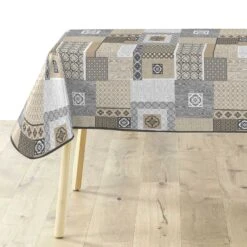Nappe Rectangulaire Tissu PVC (L240 Cm) Costa Grise -Eminza nappe rectangle 140 x 240 cm costa pvc textilia 126174 1673360245