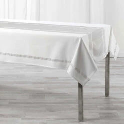 Nappe Rectangulaire (L240 Cm) Elegancia Argent -Eminza nappe rectangle 140 x 240 cm coton uni fils metallises elegancia argent 107738 1627463815